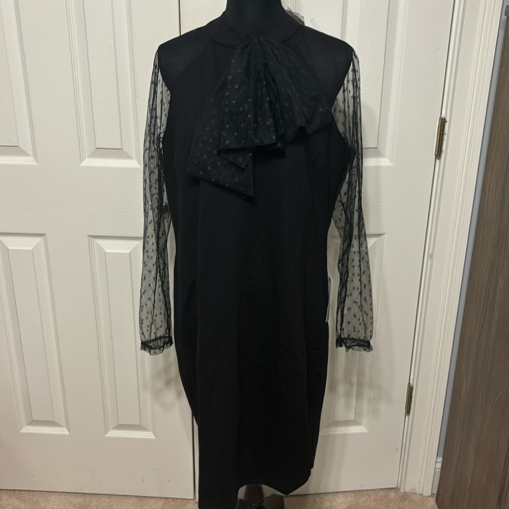 Love By Design Plus Swiss Dot Mesh Sheath Dress